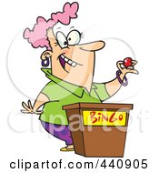 Royalty Free RF Clip Art Illustration Of A Cartoon Woman Calling Bingo Numbers by toonaday