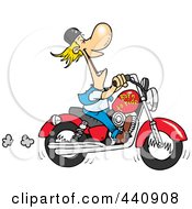 Royalty Free RF Clip Art Illustration Of A Cartoon Biker Laughing On His Motorcycle by toonaday