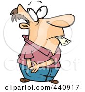 Cartoon Man Reaching In His Pocket To Pay A Bill