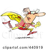 Poster, Art Print Of Cartoon Running Bionic Super Hero