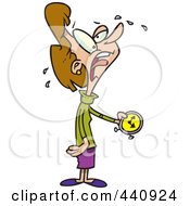 Royalty Free RF Clip Art Illustration Of A Cartoon Woman Holding A Ticking Bio Clock by toonaday