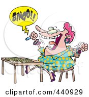 Royalty Free RF Clip Art Illustration Of A Cartoon Woman Shouting Bingo by toonaday