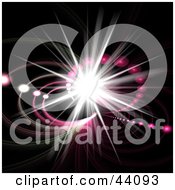 Poster, Art Print Of Bright Star Burst With Pink Circles On Black