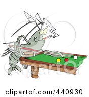 Poster, Art Print Of Cartoon Crawdad Leaning Over A Billiards Table