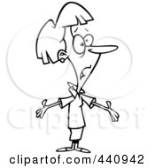Poster, Art Print Of Cartoon Black And White Outline Design Of A Bewildered Female Employee