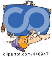 Royalty Free RF Clip Art Illustration Of A Cartoon Man Carrying A Big Suitcase by toonaday