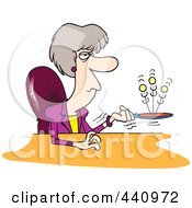 Cartoon Bored Businesswoman Playing With A Ball And Paddle