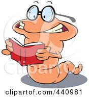 Poster, Art Print Of Cartoon Worm Reading A Book