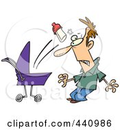 Poster, Art Print Of Cartoon Baby Throwing A Bottle At Its Father