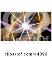 Clipart Illustration Of A Bursting Star On A Purple Wave With Orange Fractals On Black by Arena Creative