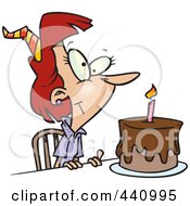 Poster, Art Print Of Cartoon Birthday Woman With A Cake