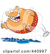 Poster, Art Print Of Cartoon Fat Man Jumping Into Water