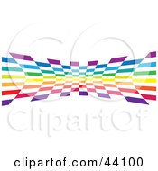 Clipart Illustration Of A Checkered Rainbow Colored Wave On White