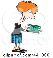Royalty Free RF Clip Art Illustration Of A Cartoon Businesswoman Holding A Cash Bonus by toonaday