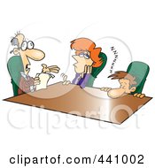 Cartoon Bored Employees At A Meeting