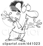 Royalty Free RF Clip Art Illustration Of A Cartoon Black And White Outline Design Of A Black Man Being Scary