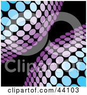 Poster, Art Print Of Blue And Purple Half Circles Of Dots On A Black Background