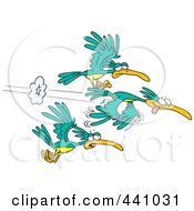 Royalty Free RF Clip Art Illustration Of A Cartoon Group Of Fast Birds