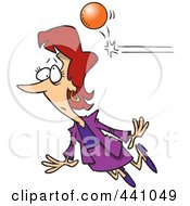 Poster, Art Print Of Cartoon Ball Knocking Out A Businesswoman