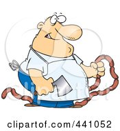 Royalty Free RF Clip Art Illustration Of A Cartoon Chubby Butcher Holding Sausage Links