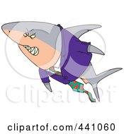 Royalty Free RF Clip Art Illustration Of A Cartoon Business Shark In A Suit by toonaday