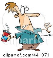 Royalty Free RF Clip Art Illustration Of A Cartoon Mans Button Popping Off His Shirt by toonaday