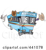 Cartoon Yahoo Bus Loaded With Cowboys