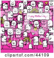 Poster, Art Print Of Crowd Of Stick People At A Mothers Day Party