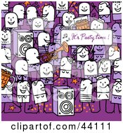Clipart Illustration Of A Crowd Of Stick People Dancing And Playing Music At A Party by NL shop