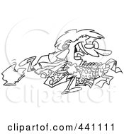 Royalty Free RF Clip Art Illustration Of A Cartoon Black And White Outline Design Of A Woman With Clothes On Boxing Day