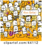 Clipart Illustration Of A Crowd Of Stick People At A Music Festival by NL shop