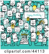 Poster, Art Print Of Crowd Of Stick People At A Birthday Party