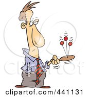Royalty Free RF Clip Art Illustration Of A Cartoon Bored Businessman Playing Paddle Ball