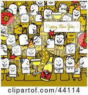 Poster, Art Print Of Crowd Of Stick People At A New Years Eve Party