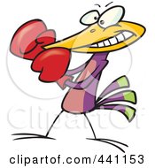 Royalty Free RF Clip Art Illustration Of A Cartoon Boxing Bird