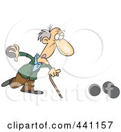 Poster, Art Print Of Cartoon Old Man Playing Bowls