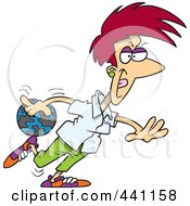 Royalty Free RF Clip Art Illustration Of A Cartoon Bowling Woman by toonaday