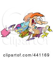 Royalty Free RF Clip Art Illustration Of A Cartoon Woman With Clothes On Boxing Day