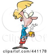 Royalty Free RF Clip Art Illustration Of A Cartoon Woman Holding Coffee On Her Break