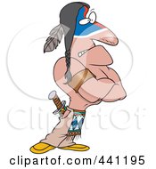 Royalty Free RF Clip Art Illustration Of A Cartoon Strong Native American Brave