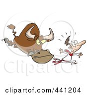 Poster, Art Print Of Cartoon Man Running From A Bull