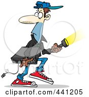 Poster, Art Print Of Cartoon Burglar Carrying An Electronic Device