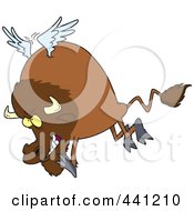 Poster, Art Print Of Cartoon Buffalo With Wings
