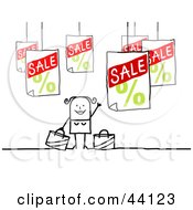 Clipart Illustration Of A Happy Stick Woman On A Shopping Spree by NL shop #COLLC44123-0109