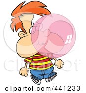 Cartoon Boy Blowing Bubble Gum