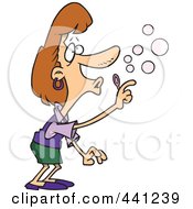 Royalty Free RF Clip Art Illustration Of A Cartoon Woman Using A Bubble Maker