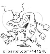 Royalty Free RF Clip Art Illustration Of A Cartoon Black And White Outline Design Of A Drooling Bug