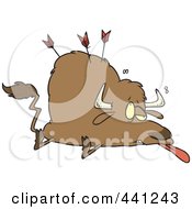 Royalty Free RF Clip Art Illustration Of A Cartoon Buffalo Shot With Arrows by toonaday