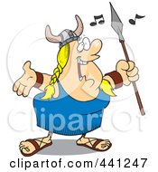 Royalty Free RF Clip Art Illustration Of A Cartoon Female Viking Opera Singer
