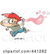 Royalty Free RF Clip Art Illustration Of A Cartoon Boy Using A Bubble Maker by toonaday